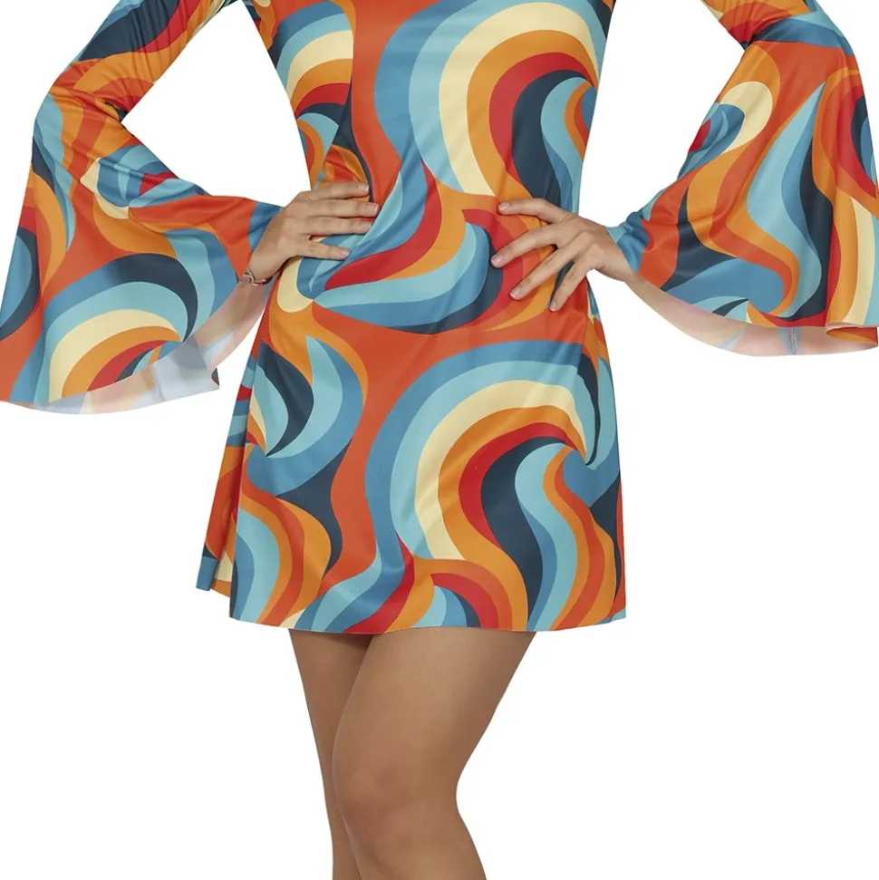 DÉGUISEMENT SEVENTIES VAGUE ORANGE BLEU FEMME