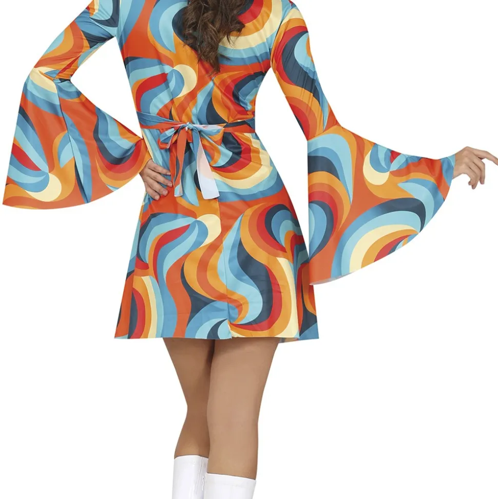 DÉGUISEMENT SEVENTIES VAGUE ORANGE BLEU FEMME