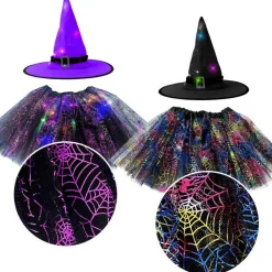 DÉGUISEMENT SORCIÈRE CHAPEAU TUTU LED PILES FILLE