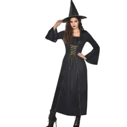 DÉGUISEMENT SORCIÈRE ROBE LONGUE NOIRE FEMME