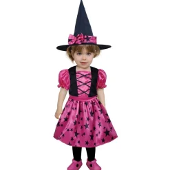 DÉGUISEMENT SORCIÈRE ROBE ÉTOILE ROSE FILLE