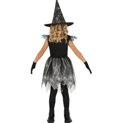 DÉGUISEMENT SORCIÈRE TOILE ARAIGNÉE ARGENT FILLE