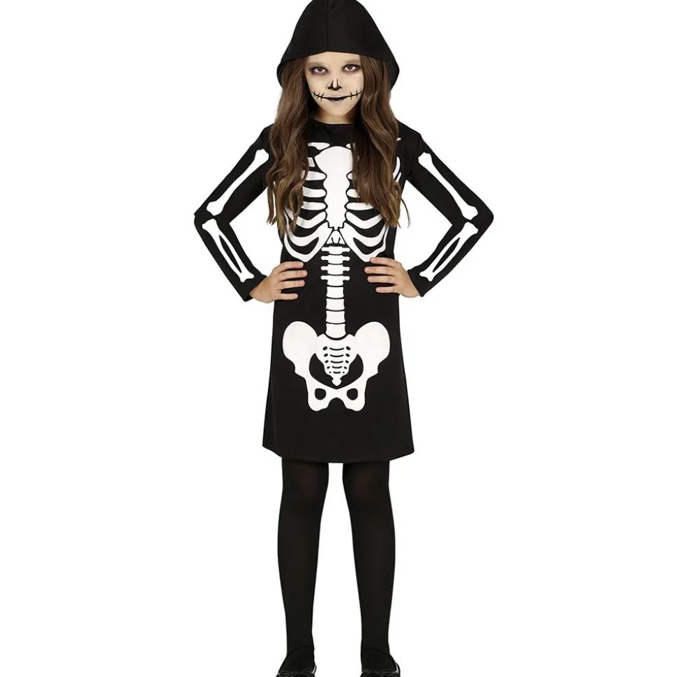 DÉGUISEMENT SQUELETTE MORT ROBE À CAPUCHE FILLE