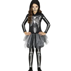 DÉGUISEMENT SQUELETTE ROBE À CAPUCHE TUTU FILLE