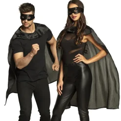 DÉGUISEMENT SUPER-HÉROS CAPE MASQUE NOIR ADULTE