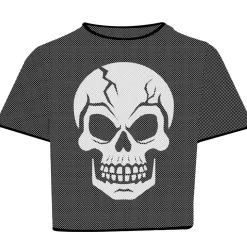 DÉGUISEMENT T-SHIRT RÉSILLE TÊTE DE MORT FEMME