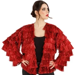 DÉGUISEMENT VESTE SCINTILLANTE FRANGES ROUGE FEMME