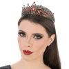 DIADÈME GOTHIQUE STRASS PIERRE ROUGE NOIR ADULTE