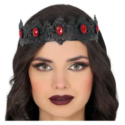 DIADÈME MÉTAL RUBIS FACTICE REINE NOIRE FEMME