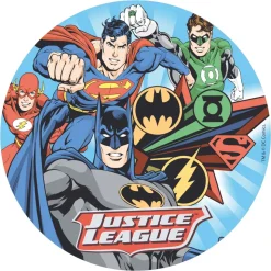 DISQUE AZYME JUSTICE LEAGUE DÉCO GÂTEAU 20CM