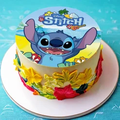 DISQUE AZYME STITCH HAWAÏ DÉCO GÂTEAU 20CM