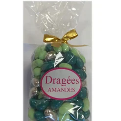 DRAGÉES AMANDES FINES 1KG VERT ARGENT