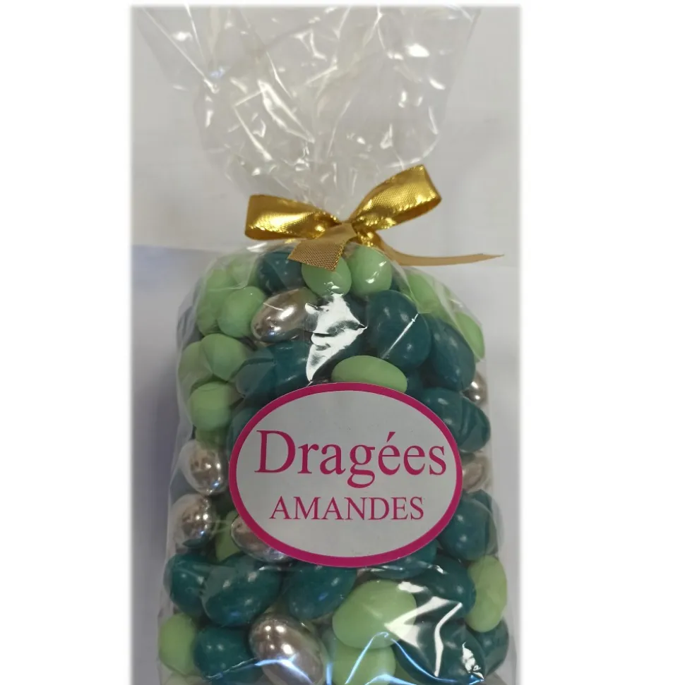 DRAGÉES AMANDES FINES 1KG VERT ARGENT