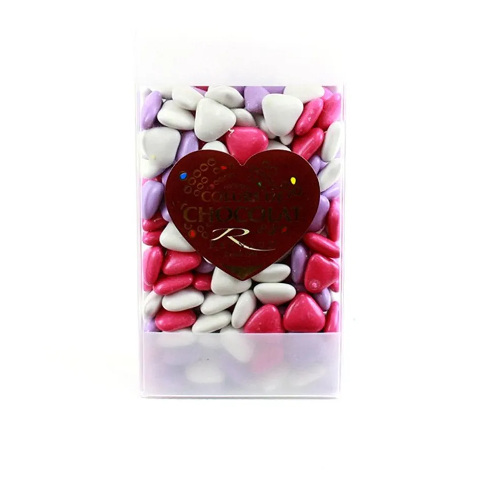 DRAGÉES PETIT COEUR BLANC FUSCHIA PARME