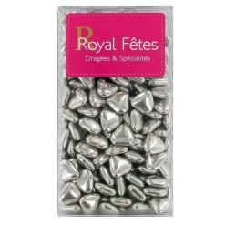 DRAGÉES PETITS COEURS ARGENTS AU CHOCOLAT 250 G