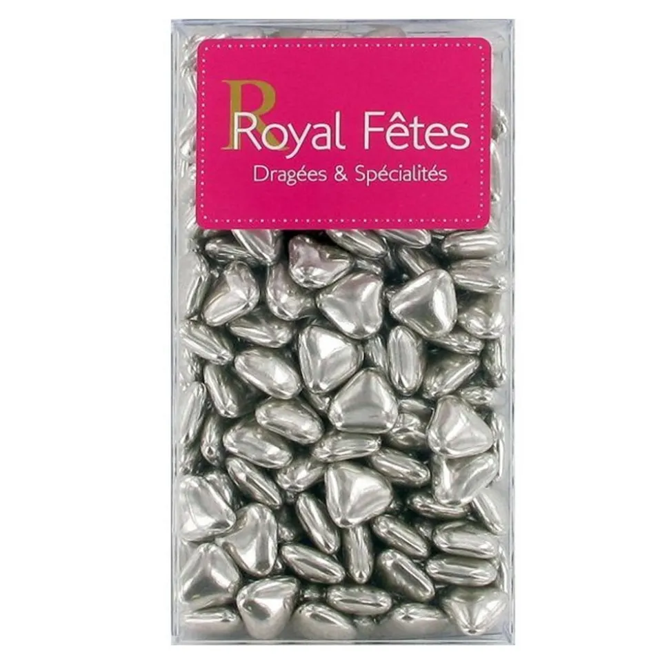 DRAGÉES PETITS COEURS ARGENTS AU CHOCOLAT 250 G