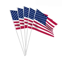 10 DRAPEAUX ÉTATS-UNIS PAPIER AVEC HAMPE 9.5X16CM