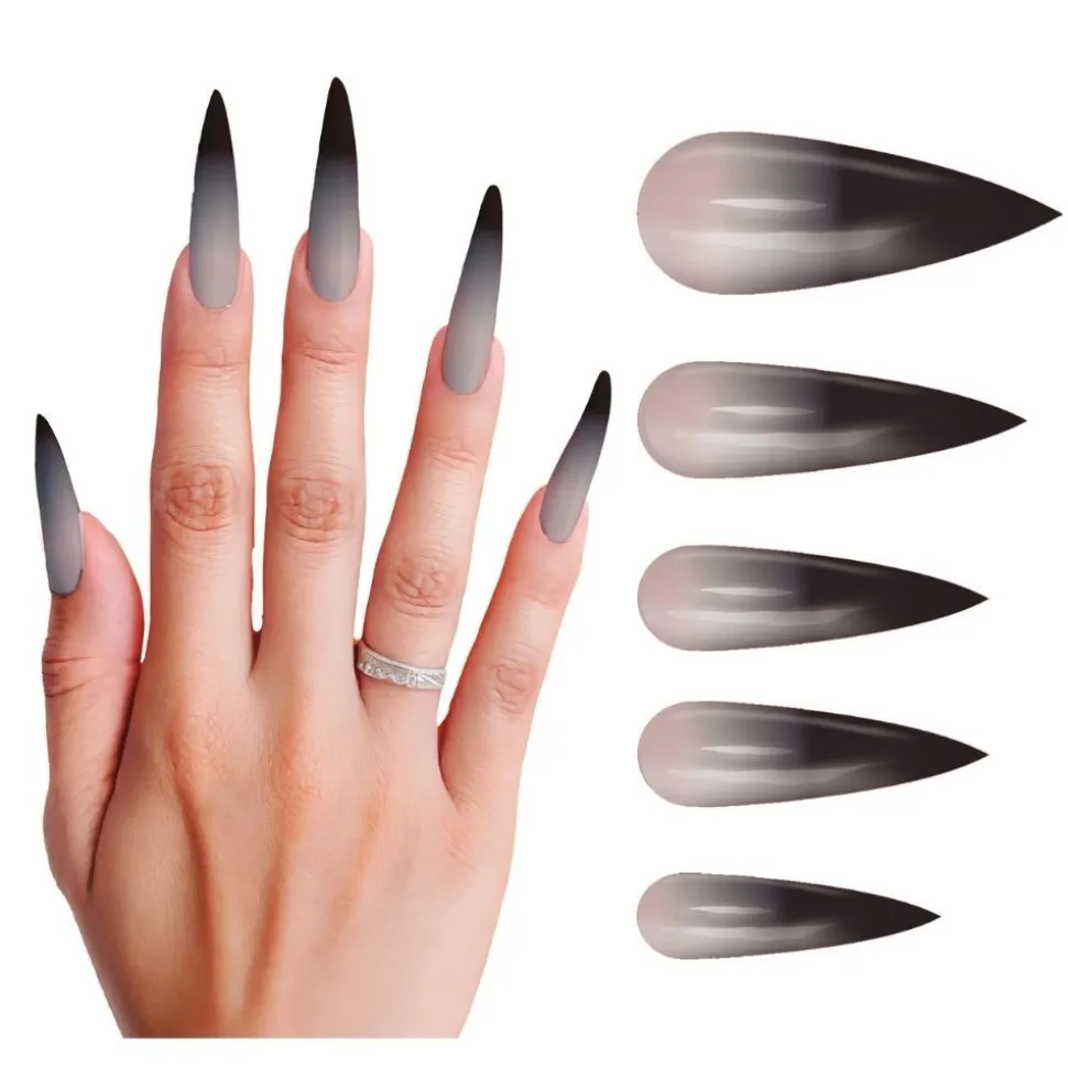 10 FAUX ONGLES LONGS GOTHIQUE ADHÉSIF ADULTE