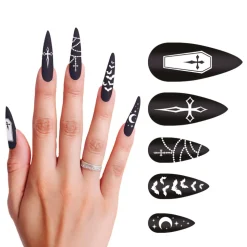 10 FAUX ONGLES LONGS VAMPIRE AVEC COLLE