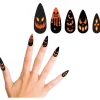 10 FAUX ONGLES POINTUS CITROUILLE ADHÉSIF ADULTE