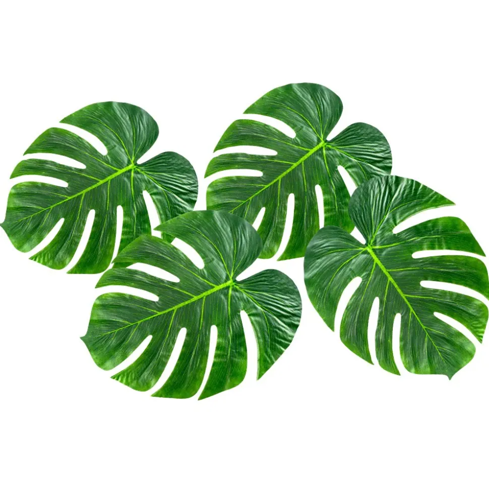 4 FEUILLES MONSTERA ARTIFICIEL 33X27CM VERT