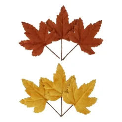6 FEUILLES ÉRABLE ARTIFICIEL 5.5X8.5CM AUBURN OCRE