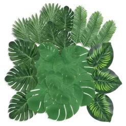 44 FEUILLES TROPICALES DÉCO PALMIER MONSTERA VERT
