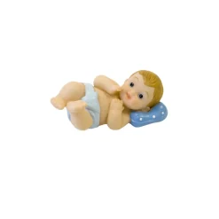 FIGURINE BÉBÉ ALLONGÉ RÉSINE 5CM BLEU