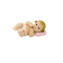 FIGURINE BÉBÉ ALLONGÉ RÉSINE 5CM ROSE