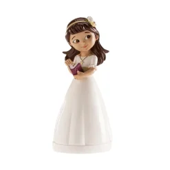 FIGURINE COMMUNIANTE FILLE DIADÈME 13CM BLANC