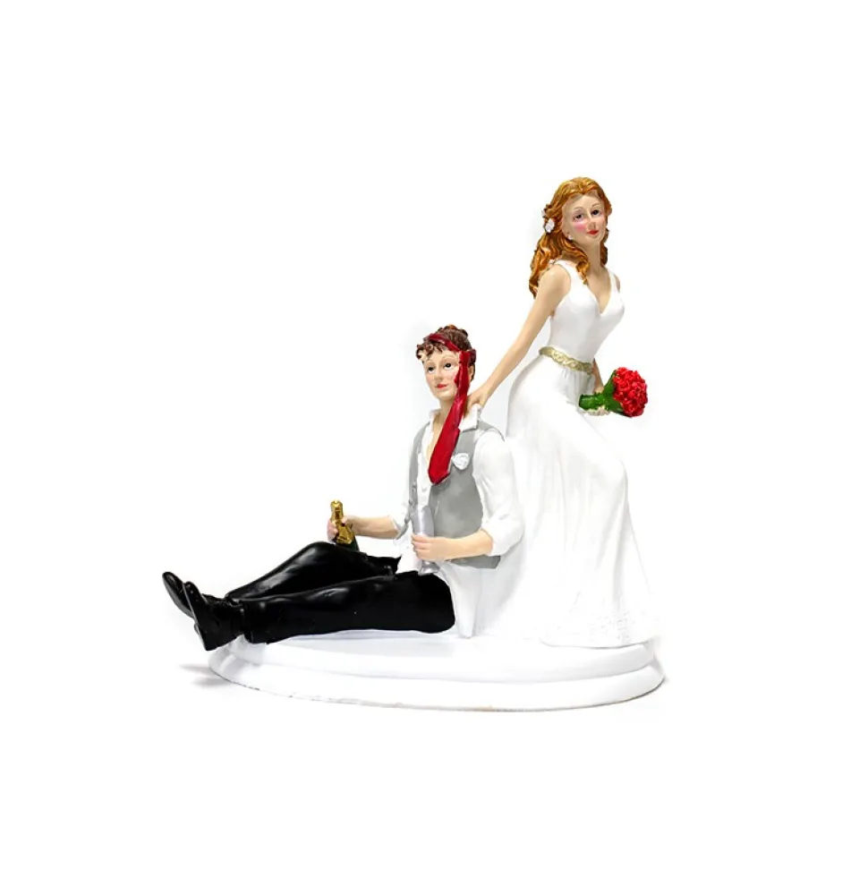 FIGURINE COUPLE MARIAGE SOIRÉE ARROSÉE 14CM