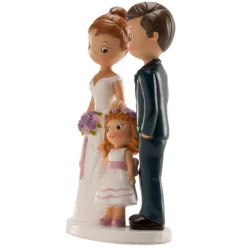 FIGURINE COUPLE MARIÉS AVEC FILLE 16CM