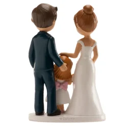 FIGURINE COUPLE MARIÉS AVEC FILLE 16CM