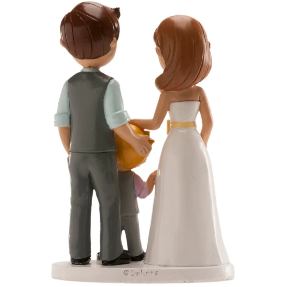 FIGURINE COUPLE MARIÉS AVEC GARÇON 16CM