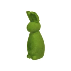 FIGURINE LAPIN DEBOUT TISSU FLOQUÉ 20CM VERT