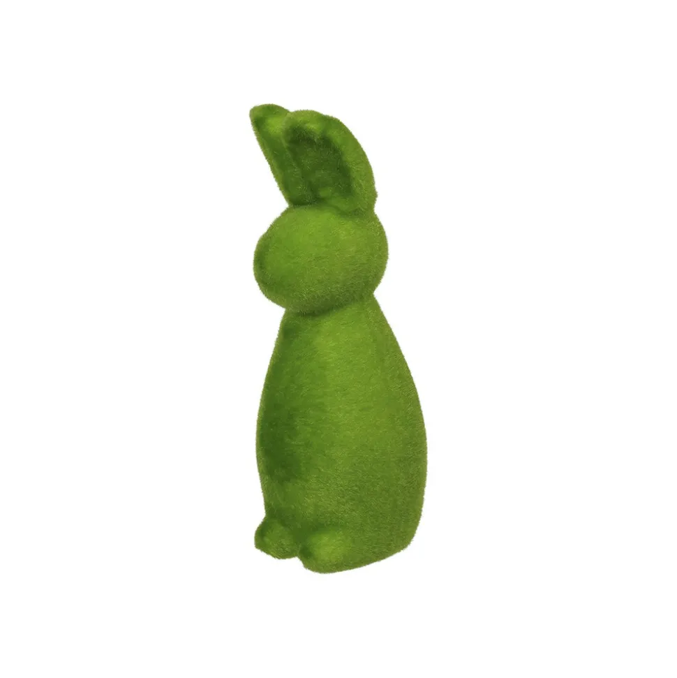 FIGURINE LAPIN DEBOUT TISSU FLOQUÉ 20CM VERT
