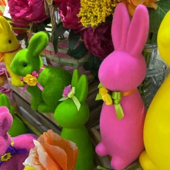 FIGURINE LAPIN DEBOUT TISSU FLOQUÉ 20CM VERT