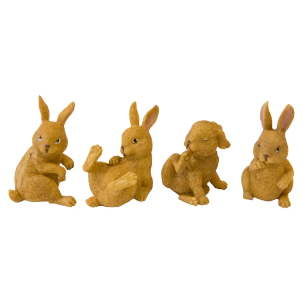 FIGURINE LAPIN RÉSINE 6X4X7CM BEIGE