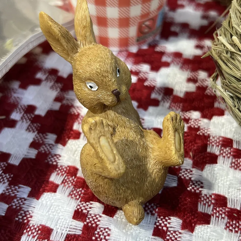 FIGURINE LAPIN RÉSINE 6X4X7CM BEIGE