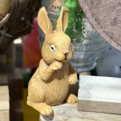 FIGURINE LAPIN RÉSINE 6X4X7CM BEIGE