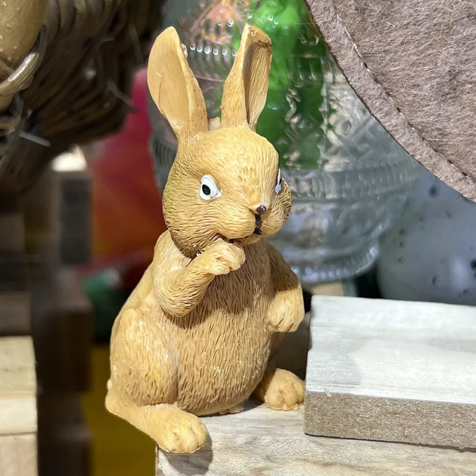 FIGURINE LAPIN RÉSINE 6X4X7CM BEIGE