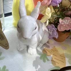 FIGURINE LAPIN RÉSINE 12.5X7.2X11.8CM BLANC