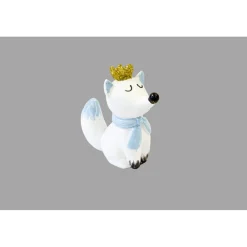 FIGURINE RENARD BLEU COURONNE OR 6CM