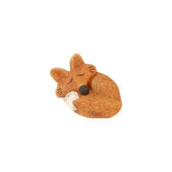 FIGURINE RENARD ENDORMI RÉSINE 3X4.2X6CM ORANGE