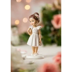 FIGURINE RÉSINE COMMUNIANTE CHIGNON CROIX 15.5CM