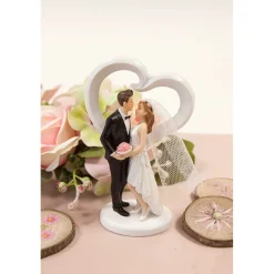FIGURINE RÉSINE COUPLE ENLASSÉ DEVANT CUR 13.5CM