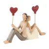 FIGURINE RÉSINE COUPLE MARIÉS BALLON CUR 17CM