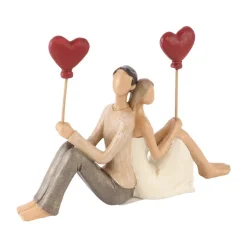 FIGURINE RÉSINE COUPLE MARIÉS BALLON CUR 17CM