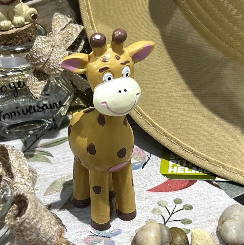 FIGURINE RÉSINE GIRAFE JUNGLE 10.5X5X3 JAUNE
