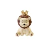 FIGURINE RÉSINE LION COURONNÉ DORÉE 10X7CM